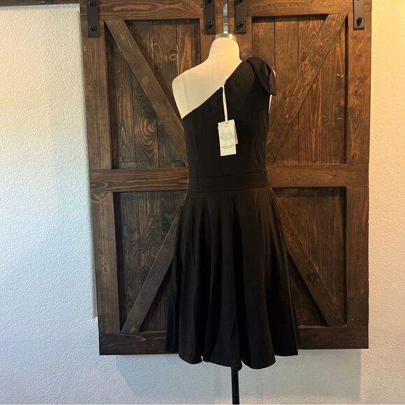 JASAMBAC  Bow One Shoulder Dress with Pockets A-line Cocktail Party Dress Sz-Med - Picture 11 of 16